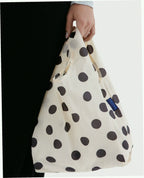 Baby Baggu Reusable Nylon Pouch Bag - Cream and Black Polka Dot