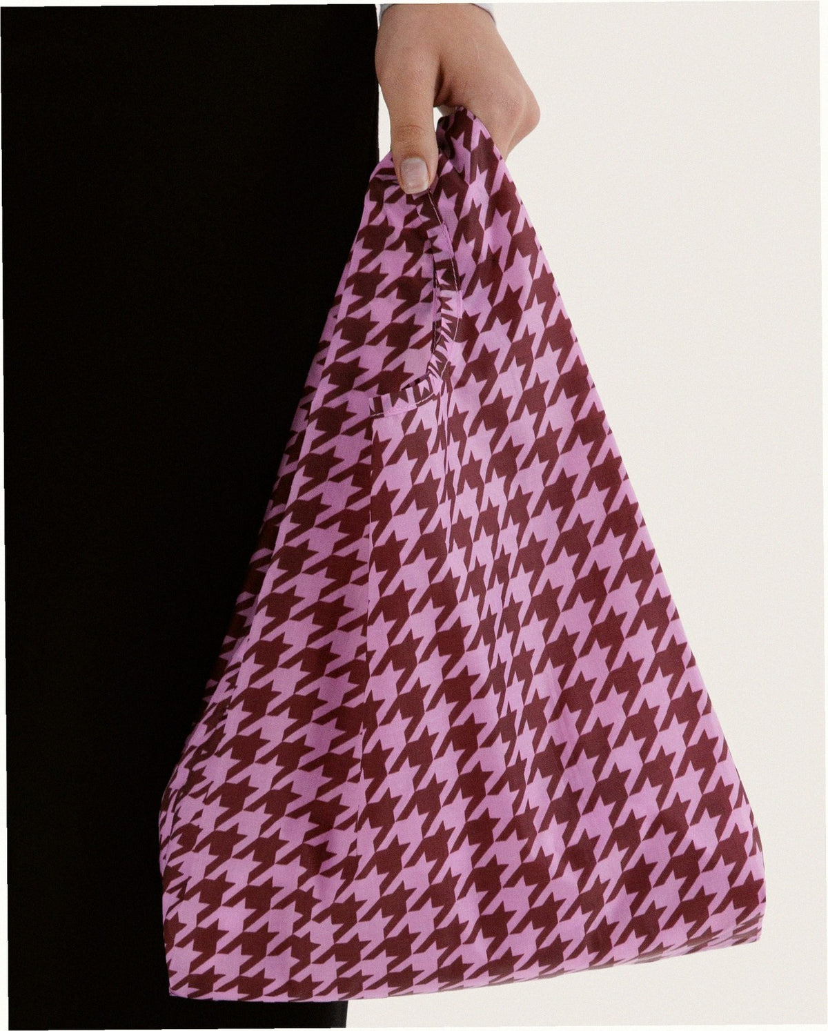 Baby Baggu Reusable Nylon Pouch Bag - Pink Houndstooth