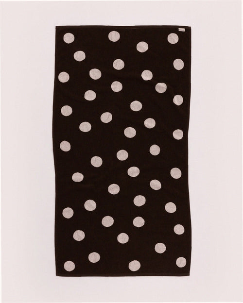 Bath Towel - Cream and Black Polka Dot
