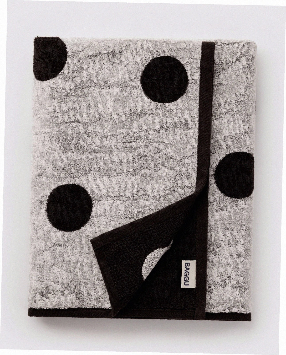Bath Towel - Cream and Black Polka Dot