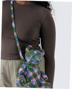 Bear Novelty Bag - Green Star Plaid