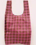Big Baggu Reusable Nylon Shopping Bag - Azalea Pink Tartan