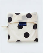 Big Baggu Reusable Nylon Shopping Bag - Cream and Black Polka Dot
