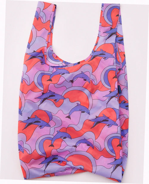 Big Baggu Reusable Nylon Shopping Bag - Dolphins