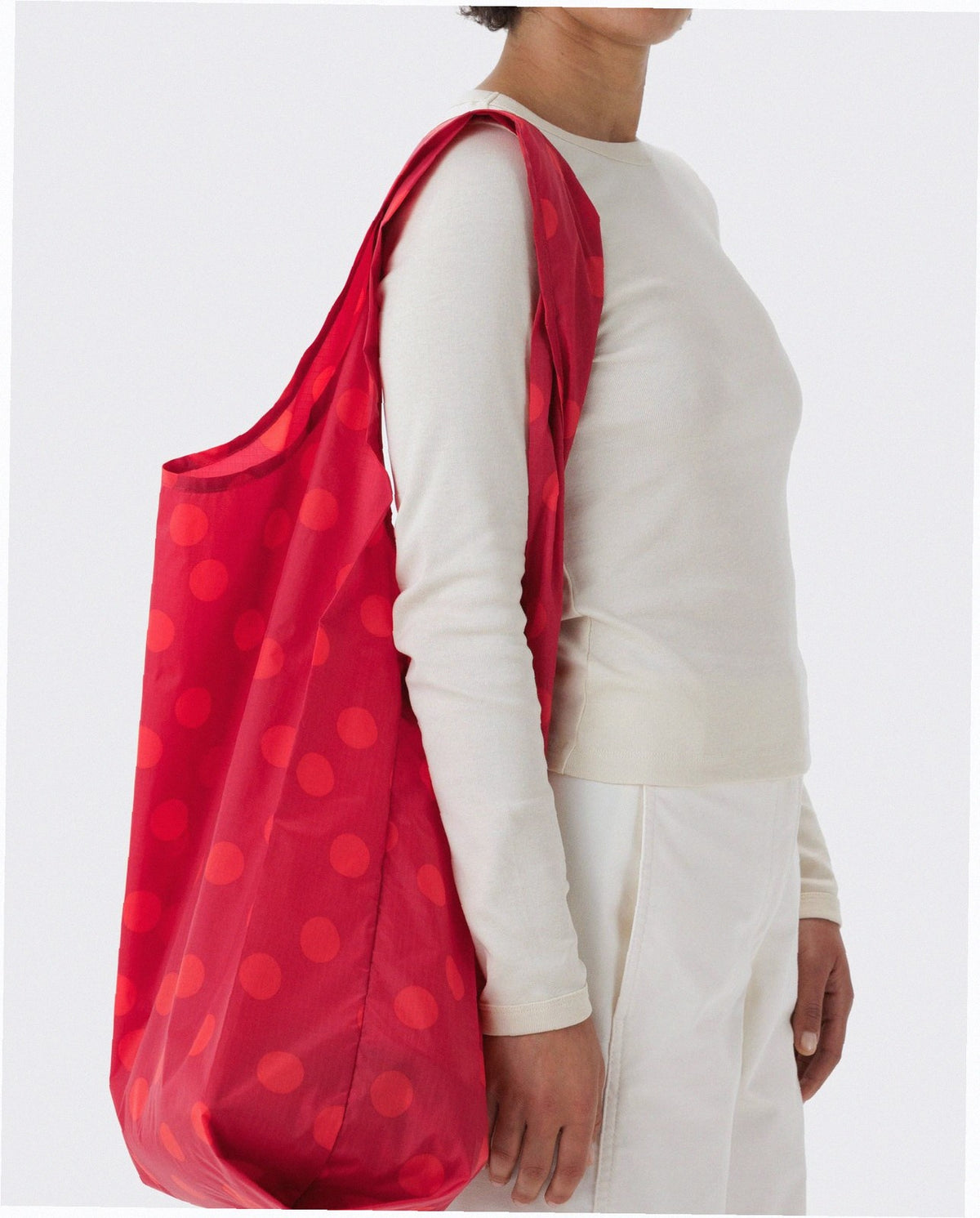 Big Baggu Reusable Nylon Shopping Bag - Red Polka Dot