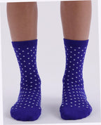 Crew Sock - Micro Blue and White Polka Dot