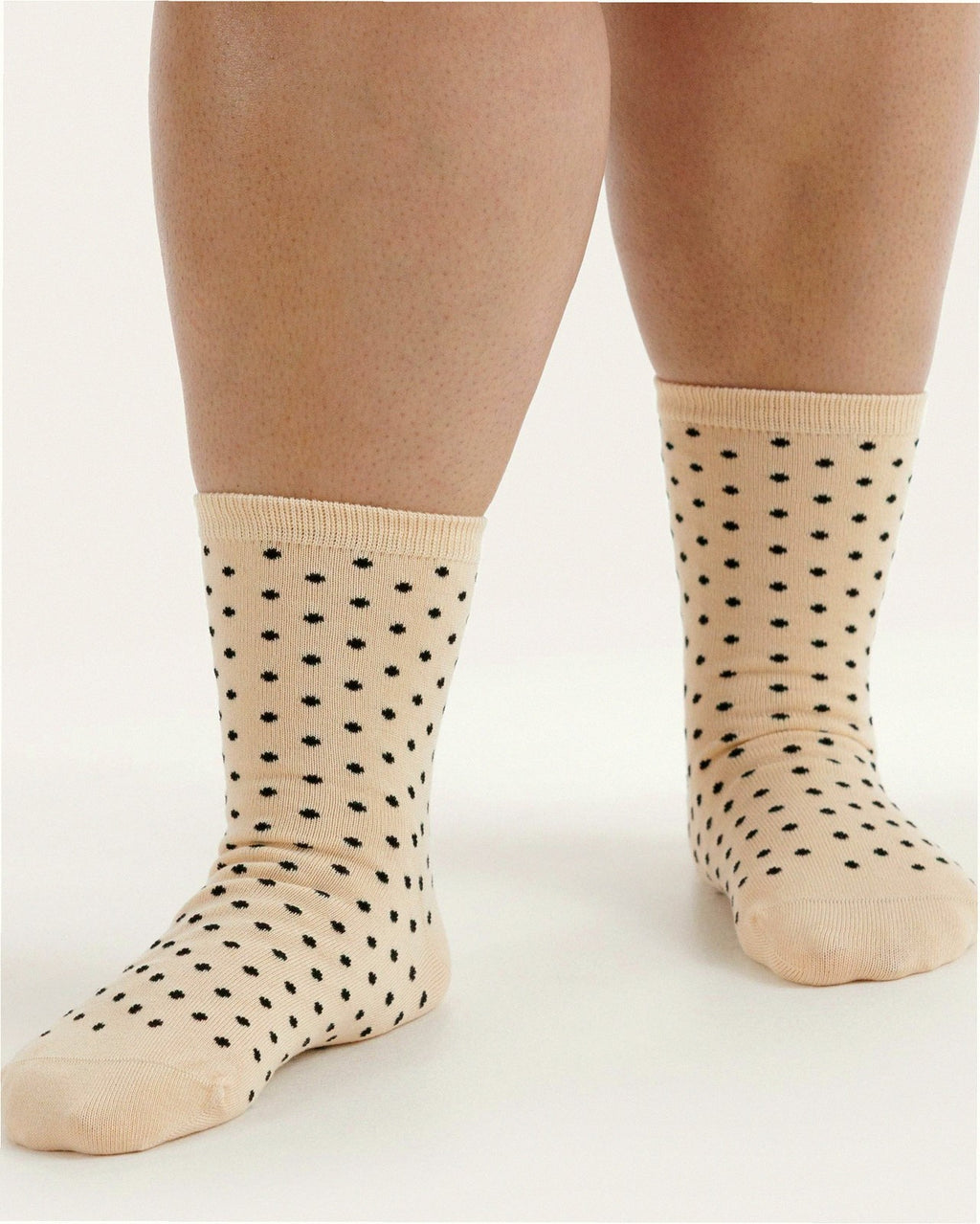 Crew Sock - Micro Cream and Black Polka Dot