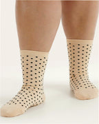 Crew Sock - Micro Cream and Black Polka Dot