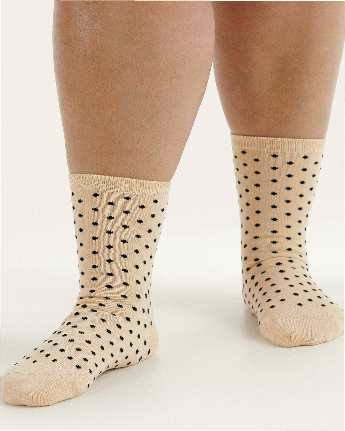 Crew Sock - Micro Cream and Black Polka Dot