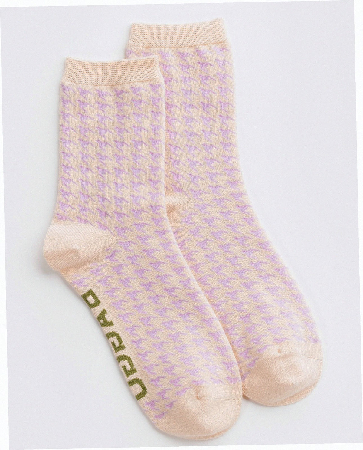 Crew Sock - Pink Houndstooth