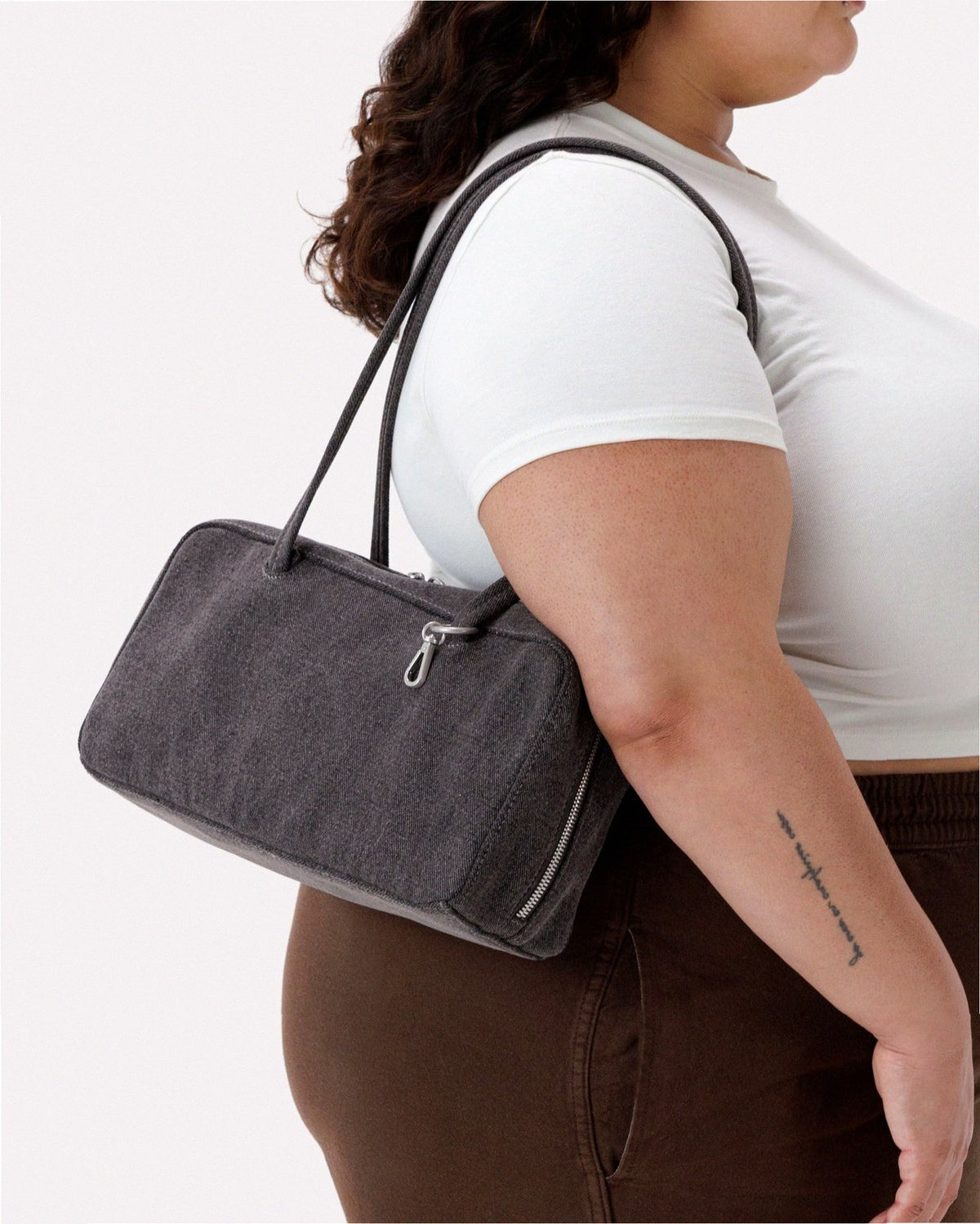 Denim Bowler Bag - Washed Black Denim