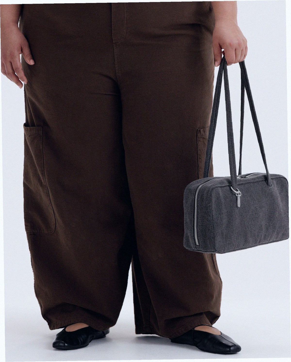 Denim Bowler Bag - Washed Black Denim