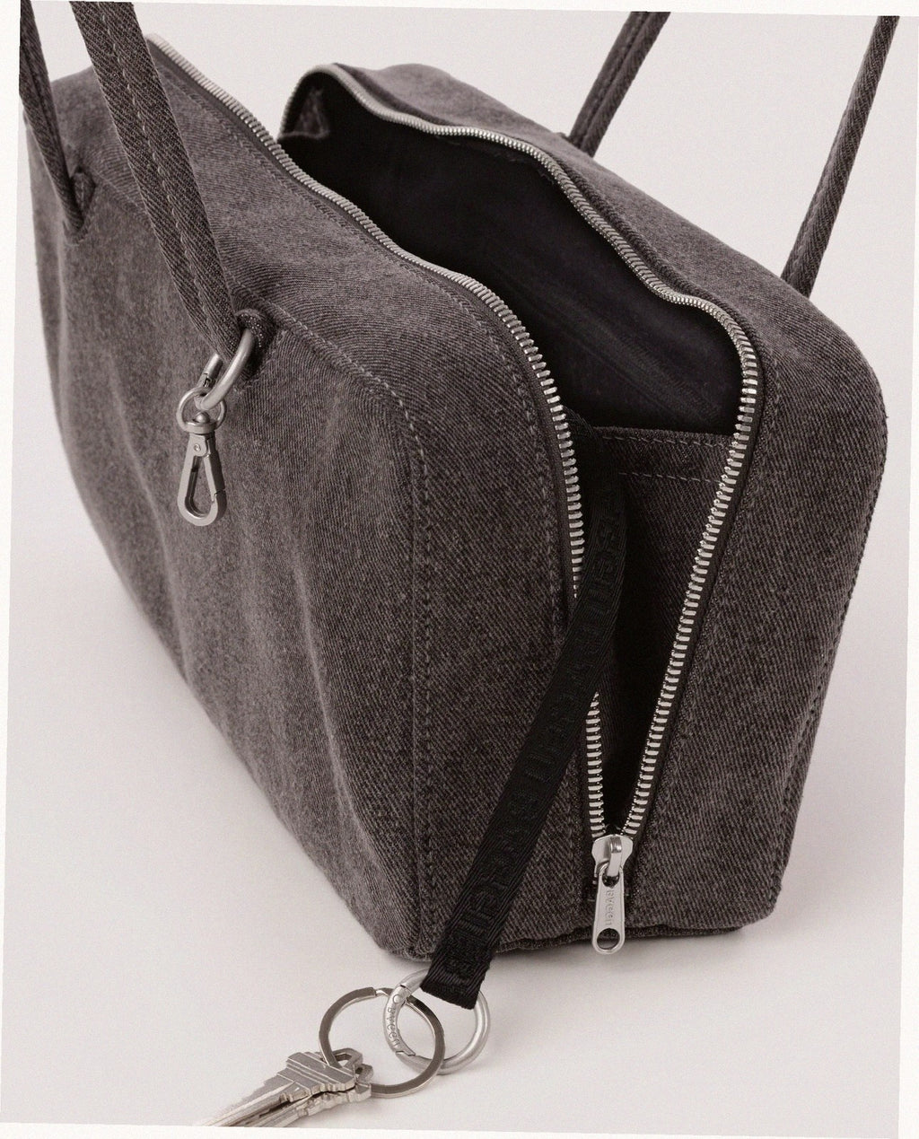 Denim Bowler Bag - Washed Black Denim