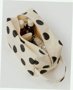 Travel Dopp Kit - Cream and Black Polka Dot
