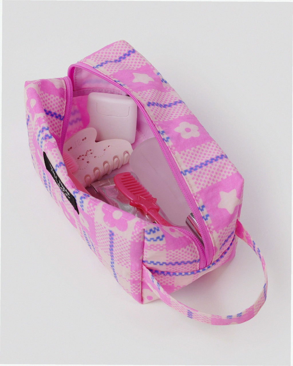 Travel Dopp Kit - Market Plaid Pink