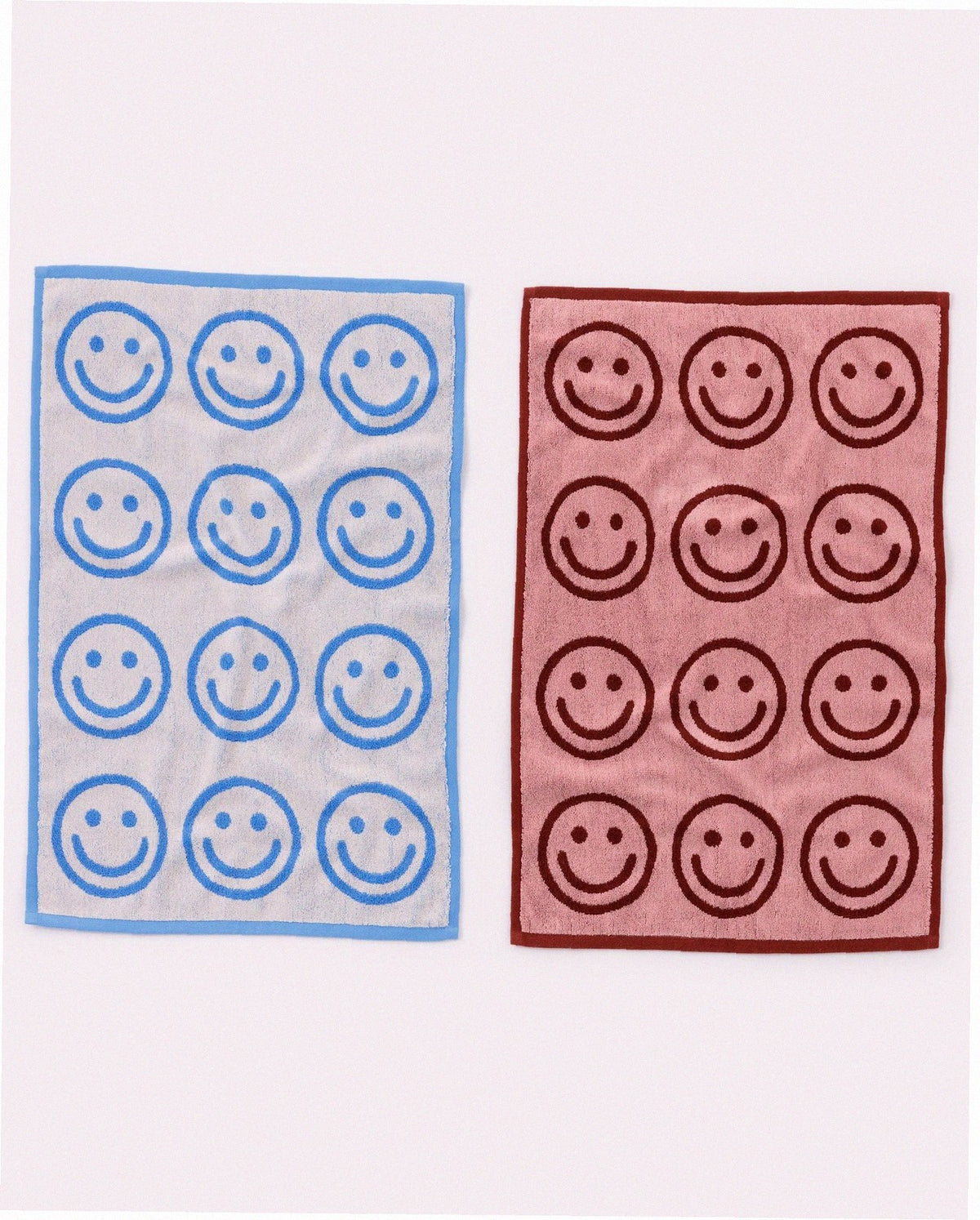 Hand Towel Set of 2 - Sky Blue and Blush Happy