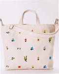 Horizontal Zip Duck Bag - Embroidered Ditsy Floral