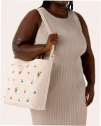 Horizontal Zip Duck Bag - Embroidered Ditsy Floral