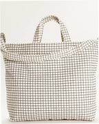Horizontal Zip Duck Bag - Natural Grid