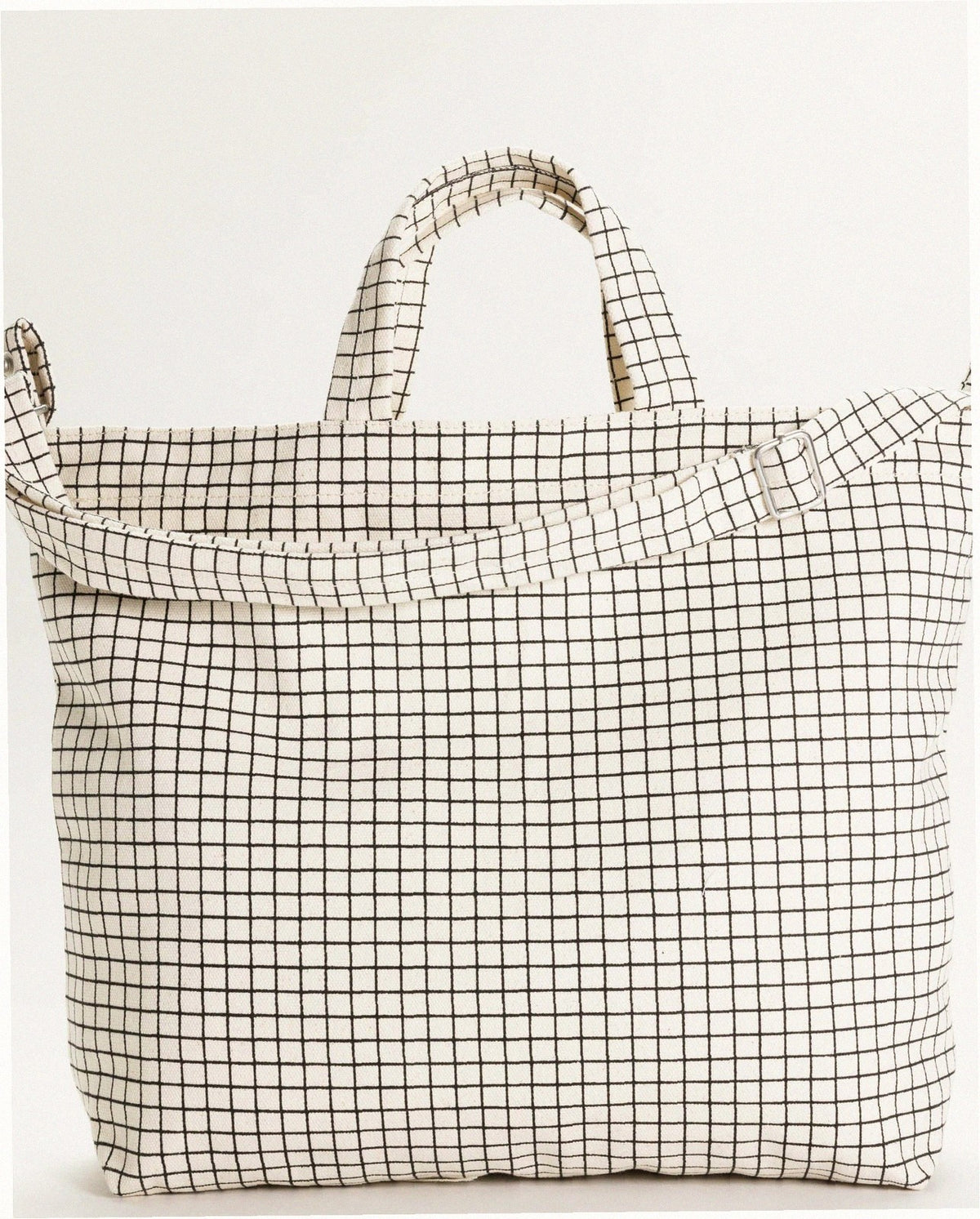 Horizontal Zip Duck Bag - Natural Grid
