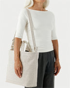 Horizontal Zip Duck Bag - Natural Grid