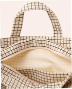 Horizontal Zip Duck Bag - Natural Grid