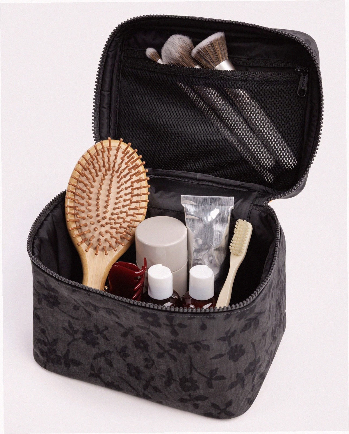 Large Cosmetic Case - Charcoal Ditsy Floral