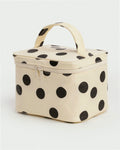 Large Cosmetic Case - Cream and Black Polka Dot