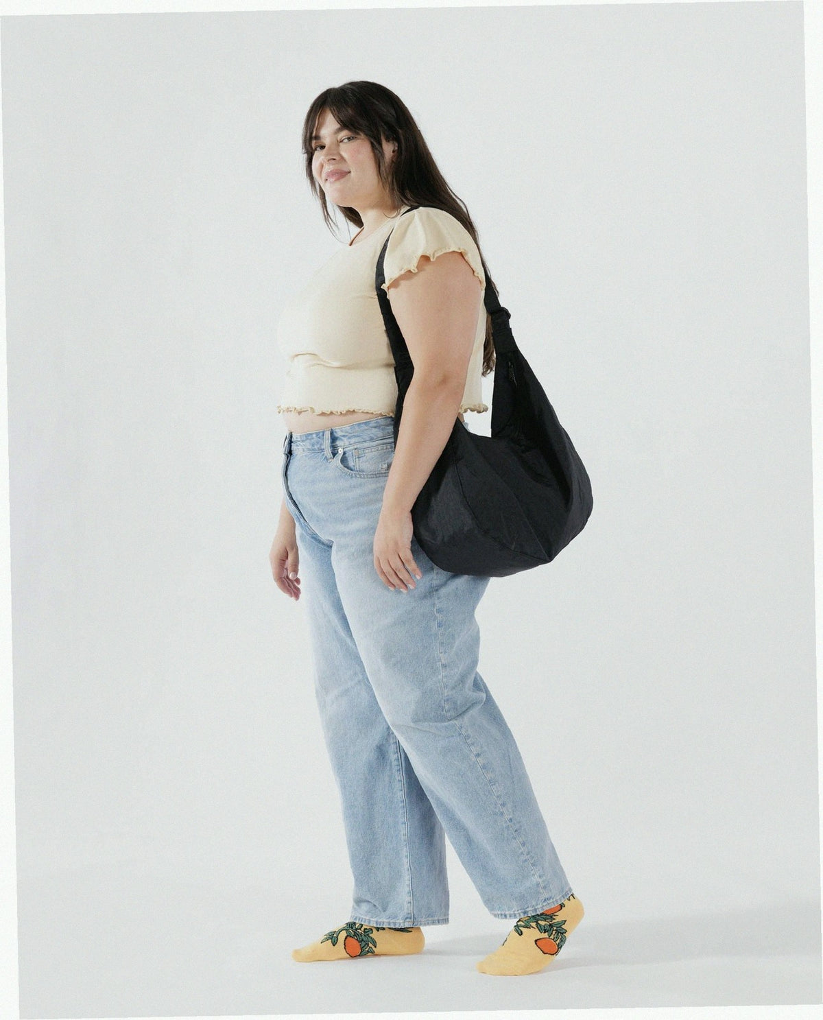 Large Nylon Crescent Shoulder Bag - Black 37.5