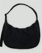 Large Nylon Crescent Shoulder Bag - Black