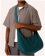 Large Nylon Crescent Shoulder Bag - Deep Sea