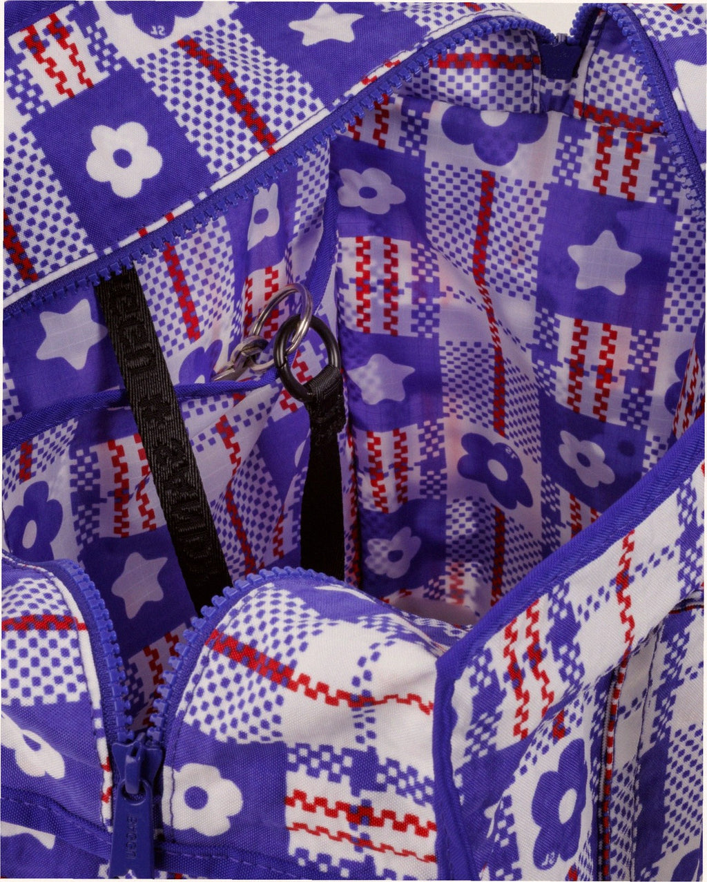 Large Nylon Market Bag - Market Plaid Blue