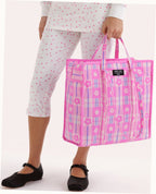 Large Nylon Market Bag - Market Plaid Pink