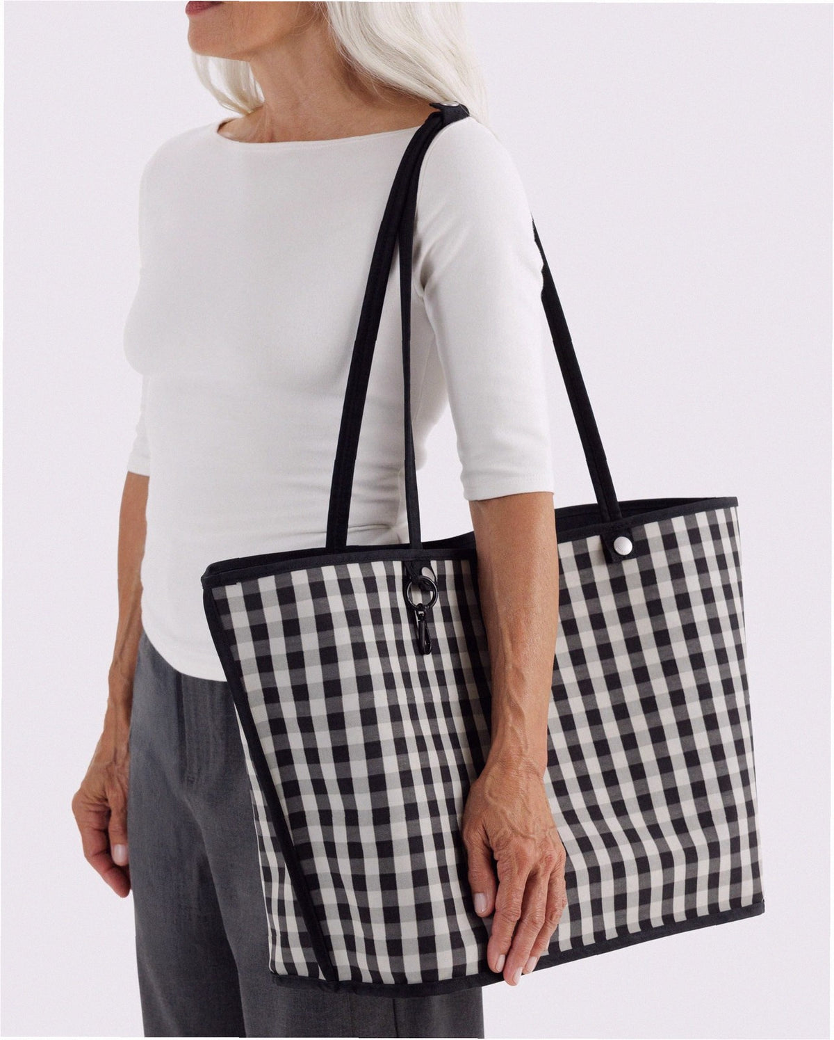 Large Nylon Reversible Tote - Black Mix