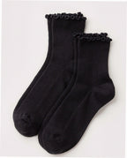 Lettuce Edge Sock Set of 2 - Black