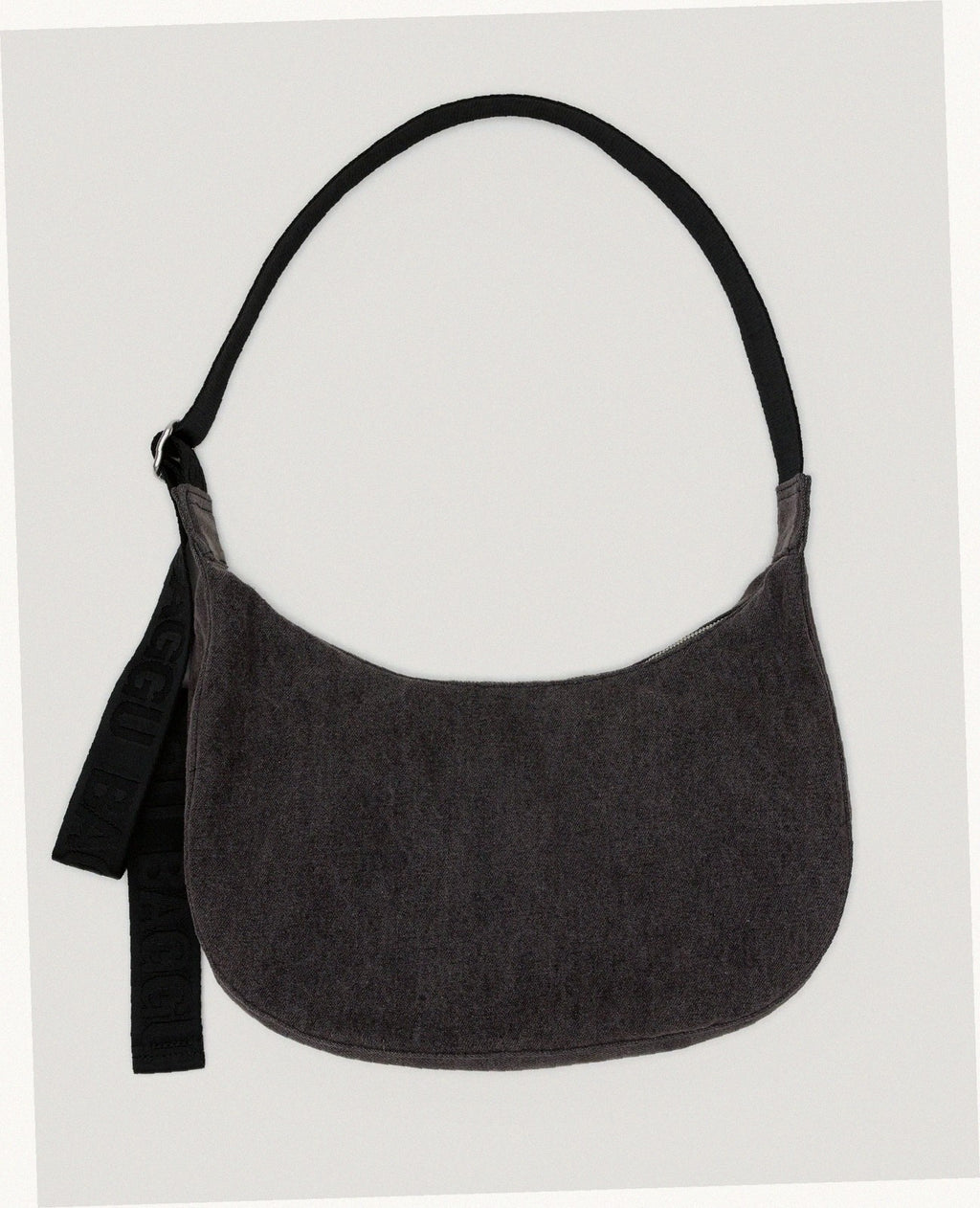 Denim Crescent Bag - Washed Black Denim