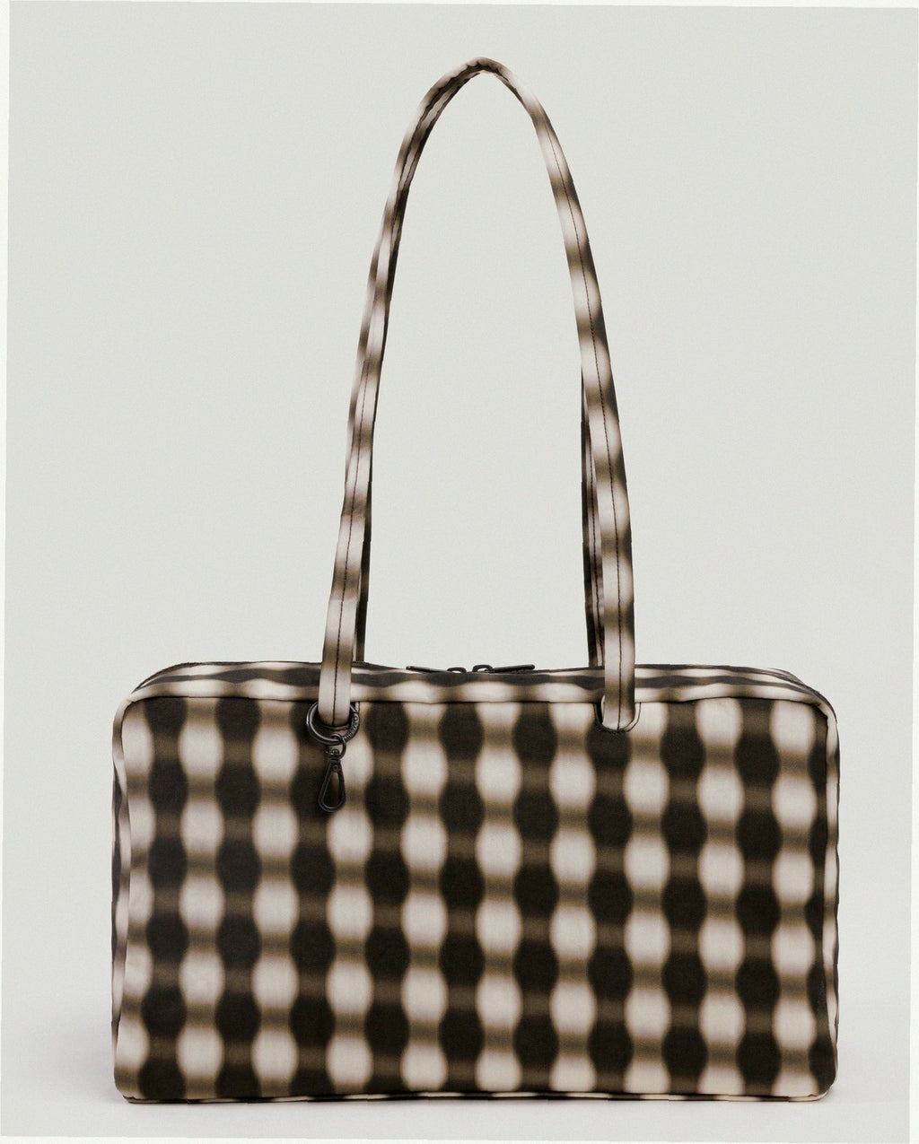 Medium Nylon Bowler Bag - Blurred Gingham Brown