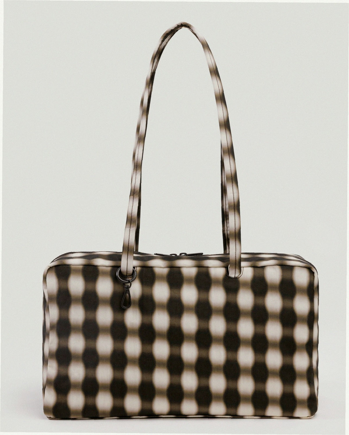 Medium Nylon Bowler Bag - Blurred Gingham Brown