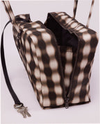 Medium Nylon Bowler Bag - Blurred Gingham Brown