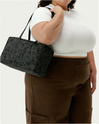 Medium Nylon Bowler Bag - Charcoal Ditsy Floral