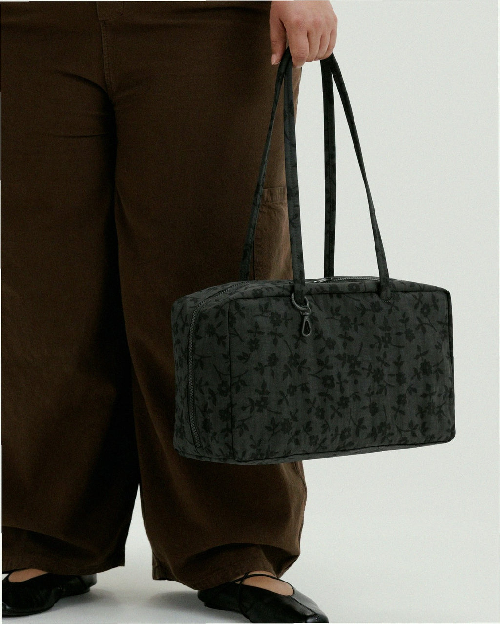 Medium Nylon Bowler Bag - Charcoal Ditsy Floral