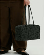 Medium Nylon Bowler Bag - Charcoal Ditsy Floral