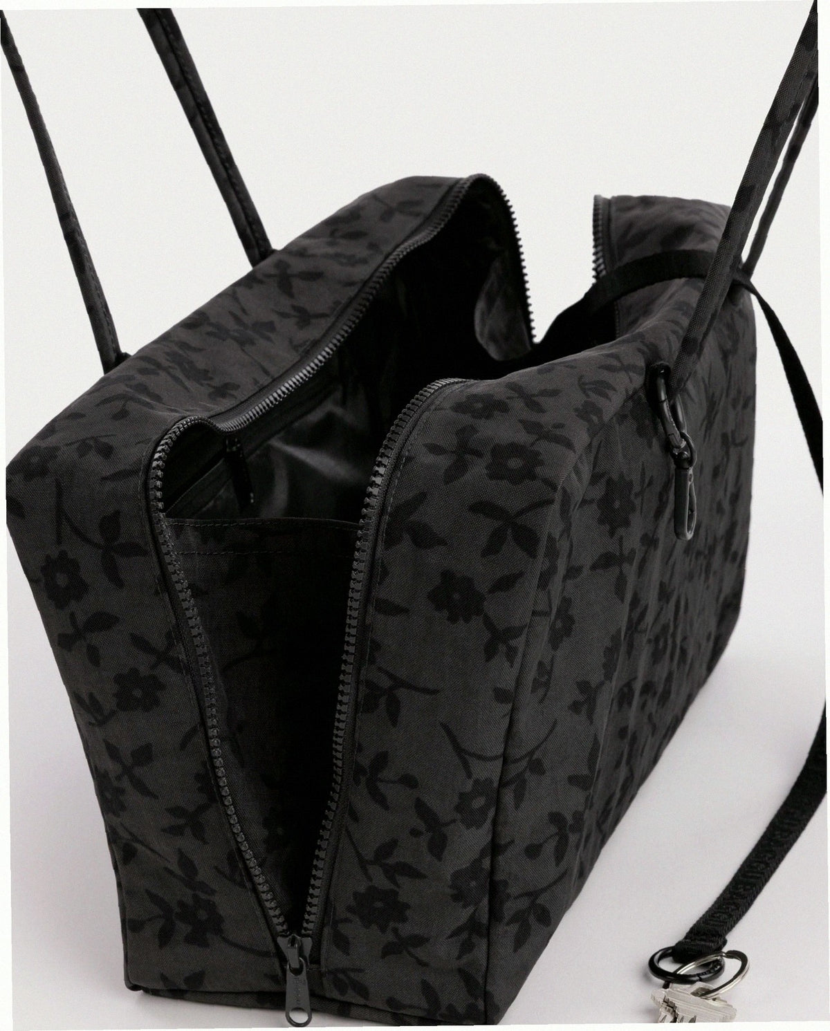 Medium Nylon Bowler Bag - Charcoal Ditsy Floral