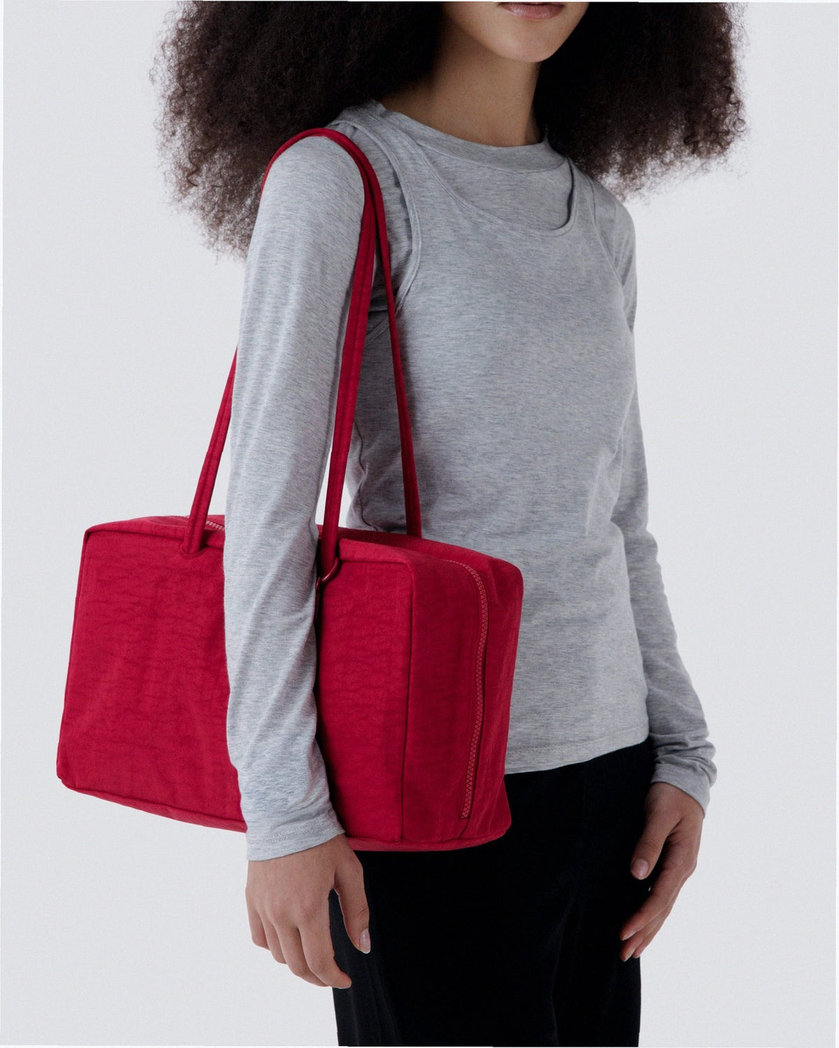 Medium Nylon Bowler Bag - Cherry