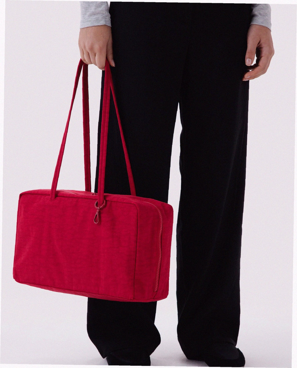 Medium Nylon Bowler Bag - Cherry