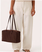Medium Nylon Bowler Bag - Coffee