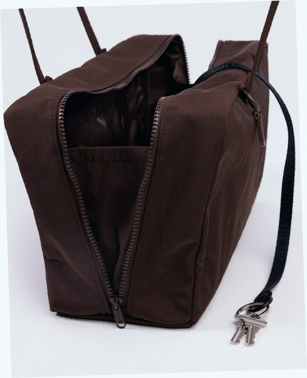 Medium Nylon Bowler Bag - Coffee