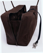 Medium Nylon Bowler Bag - Coffee