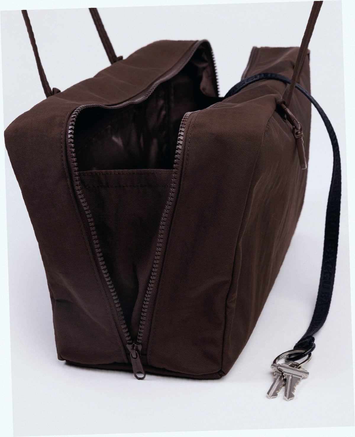 Medium Nylon Bowler Bag - Coffee