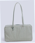 Medium Nylon Bowler Bag - Sage Stripe